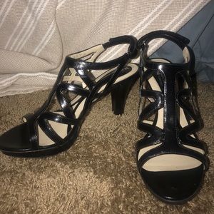 Black three inch heels